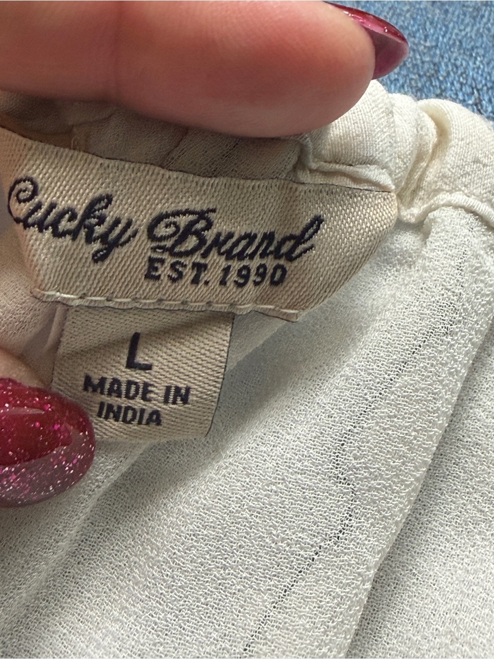 Lucky Brand Cream Textured boho dress - Picture 3 of 11